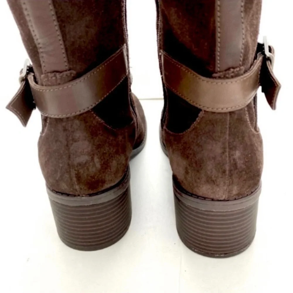 Clarks Nevella March Suede Classic Knees High Riding Boot Brown Size 6.5 New